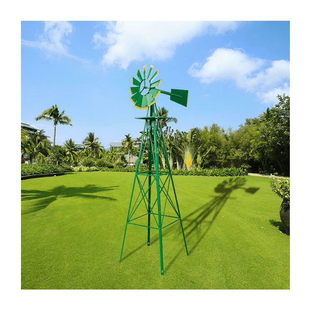 8ft Outdoor Metal Windmill Yard Garden Decoration Wind Mill Green 8ft Outdoor Metal Windmill Yard Garden Decoration Wind Mill Green